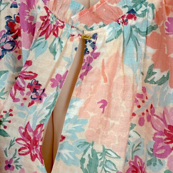 LOFT Floral Flutter Flounce Dress in Pink Champagne Size Small S EUC - Picture 7 of 11